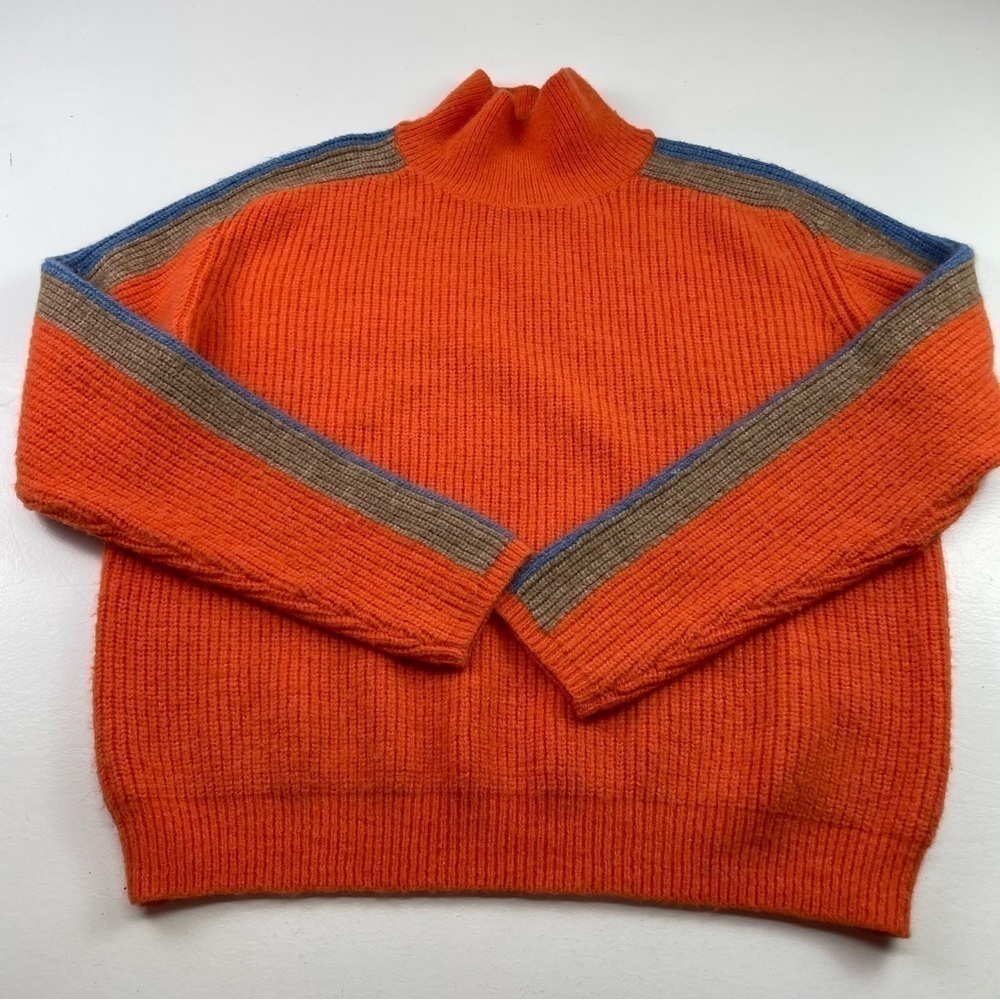 Andthewhy Women's Orange Ribbed Knit Sweater‎ Size Small Mock Neck Long Sleeve